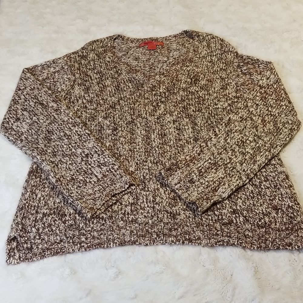 Skyr Sweater Womens Size XL Brown Knit Brown Cream Fall Winter Wool Blend